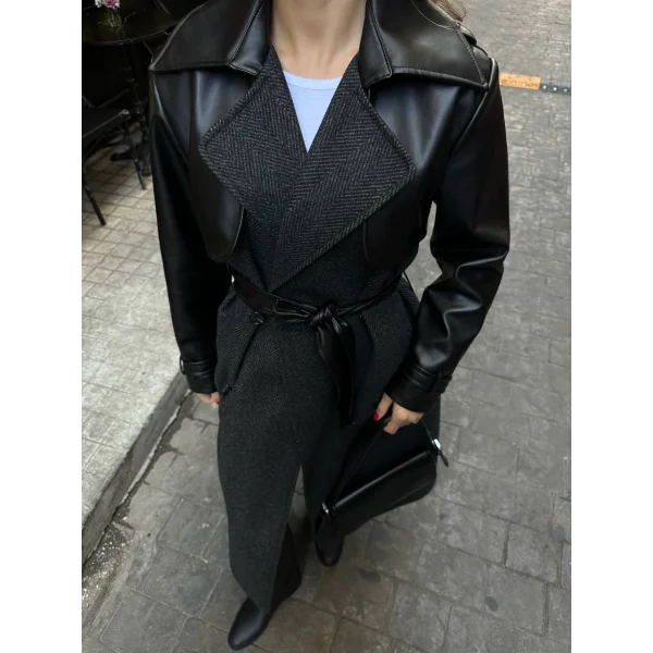 Premium Seri Deri Detay Kaban-Siyah