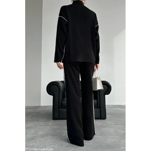 ÇİZGİLİ SİYAH KAZAK PANTOLON TAKIM