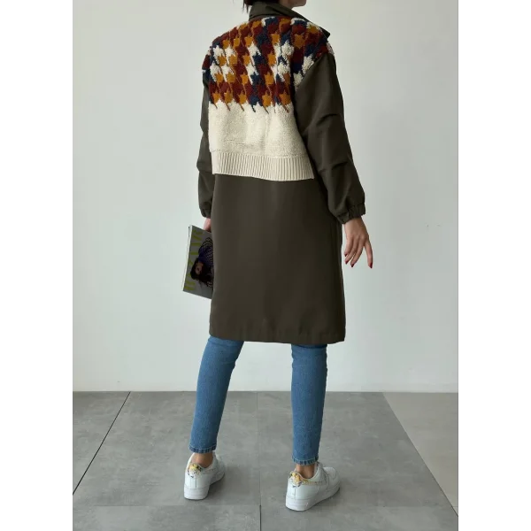 TRİKO GARNİLİ TRENÇKOT HAKİ