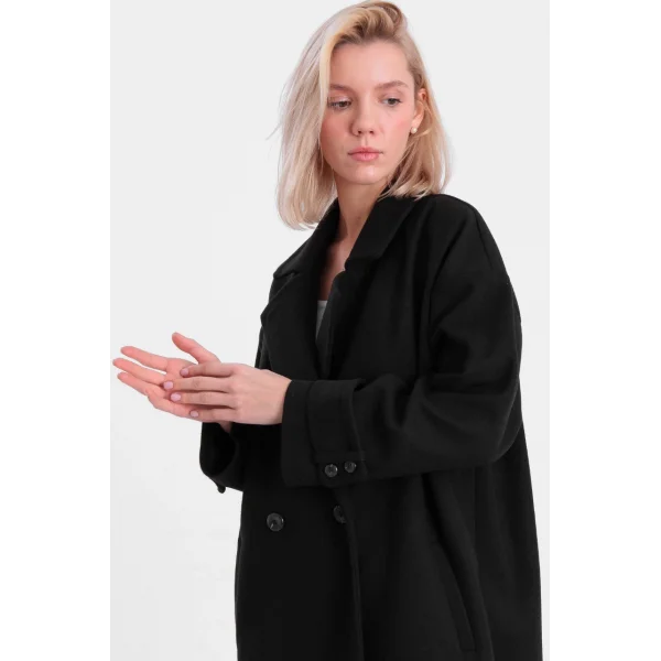 OVERSİZE KRUVAZE KABAN SİYAH