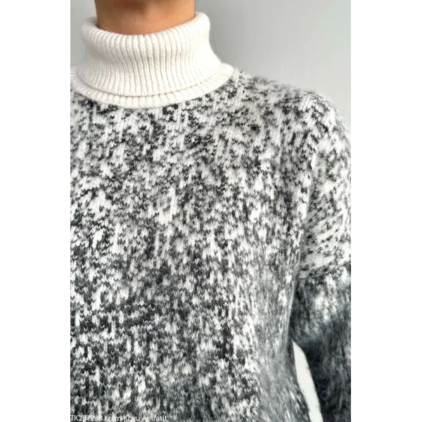 DESENLİ GRİ BALIKÇI YAKA KAZAK