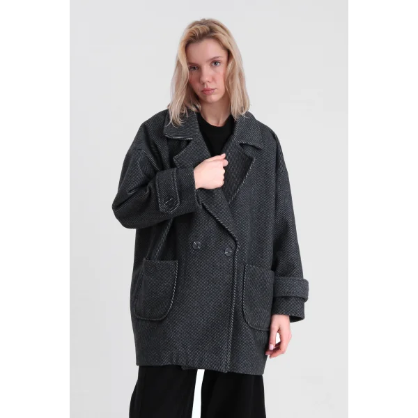 DÜŞÜK KOL OVERSİZE KABAN SİYAH