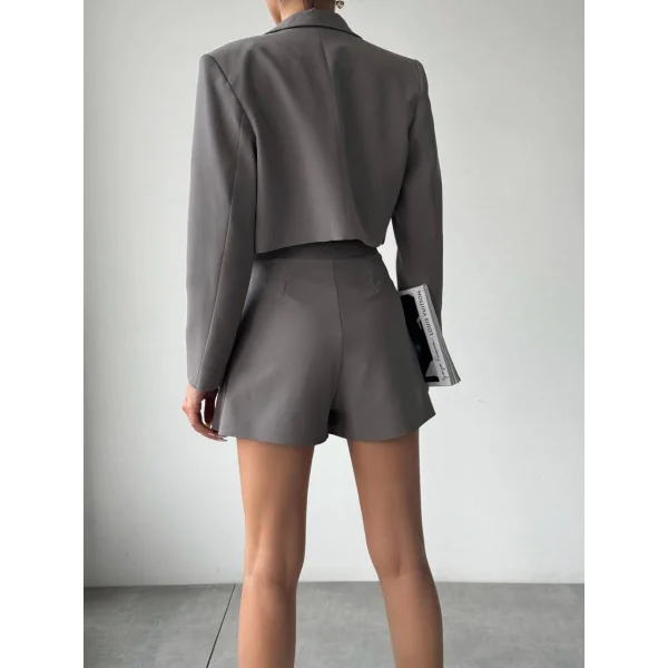 PİLELİ ŞORT ETEK FÜME