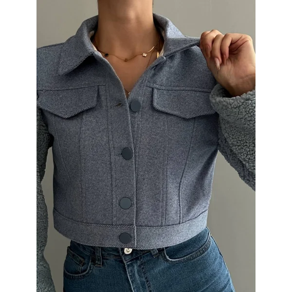 TEDY KOL KISA CEKET MAVİ