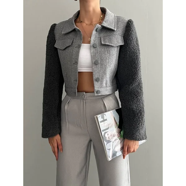 TEDY KOL KISA CEKET FÜME