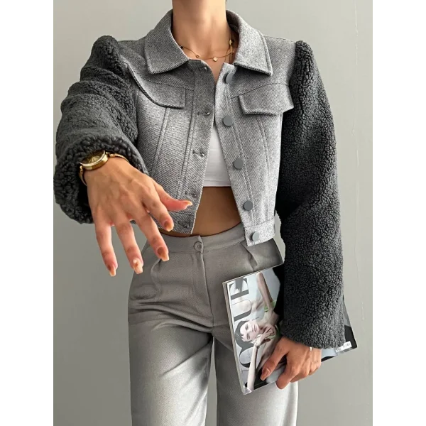 TEDY KOL KISA CEKET FÜME