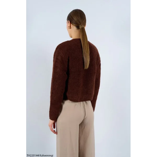 HAVLU DESEN KISA HIRKA KAHVERENGİ