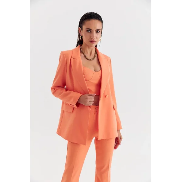 ORANJ CROP BLAZER CEKET PANTOLON TAKIM