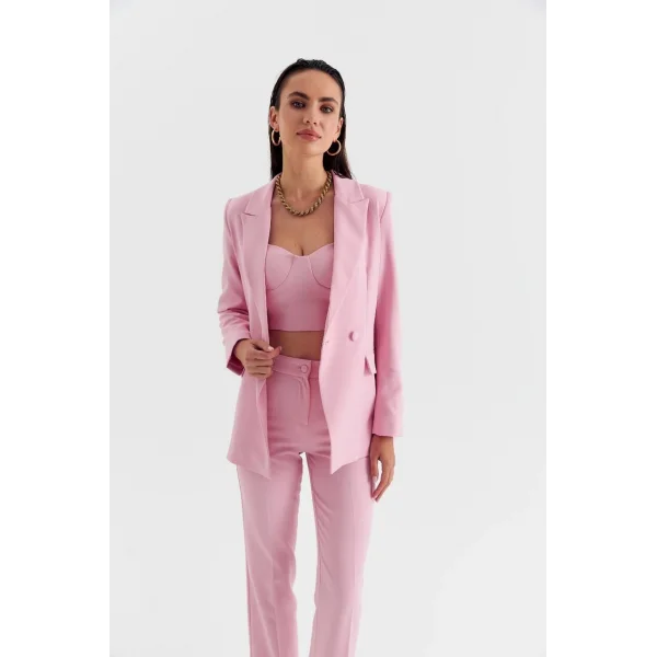 PEMBE CROP BLAZER CEKET PANTOLON TAKIM