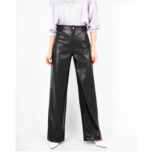 SİYAH TEK DÜĞME DERİ PANTOLON