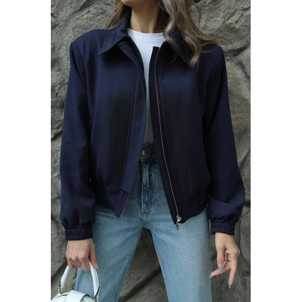 LACİVERT VATKALI BOMBER CEKET