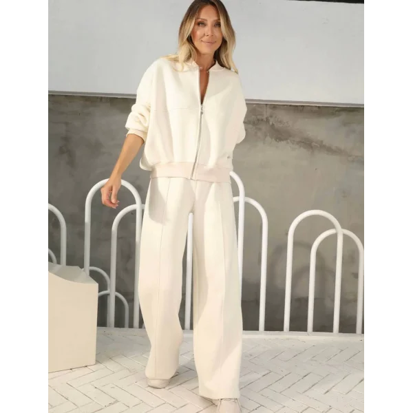 BEYAZ ÖNÜ DİKİŞ DETAYLI PANTOLON SWEAT TAKIM