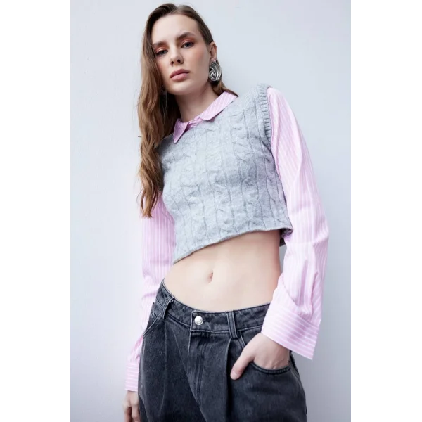 KONTRAST TRİKOLU GÖMLEK