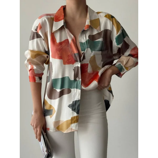 RENKLİ TEK CEP SATEN GÖMLEK TURUNCU