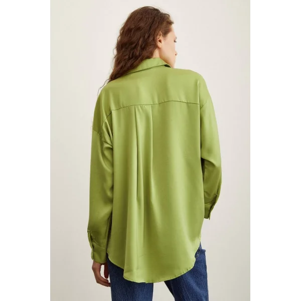 VİSKON SATEN GÖMLEK YEŞİL
