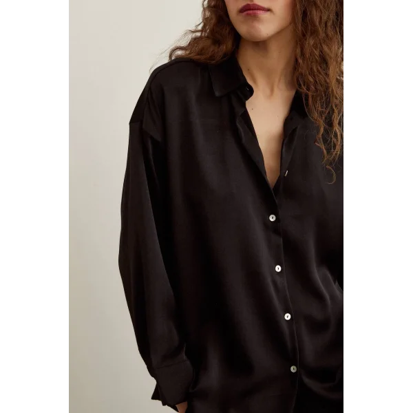 VİSKON SATEN GÖMLEK SİYAH
