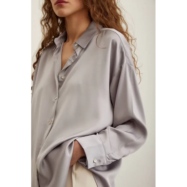 VİSKON SATEN GÖMLEK GRİ