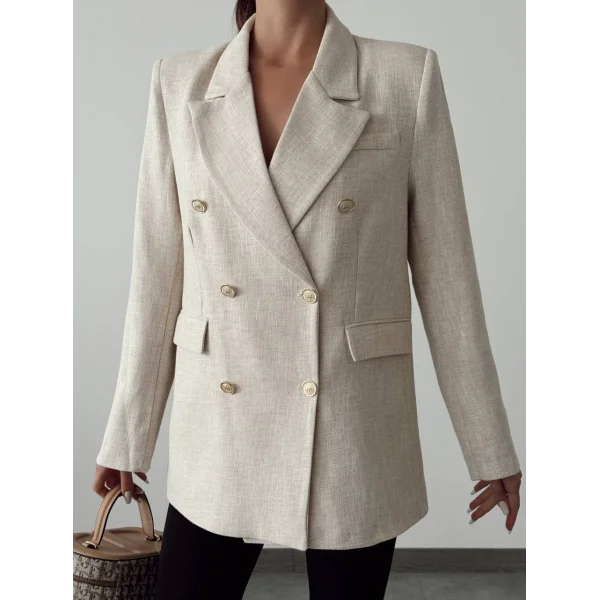 PREMİUM KETEN KRUVAZE CEKET TAŞ