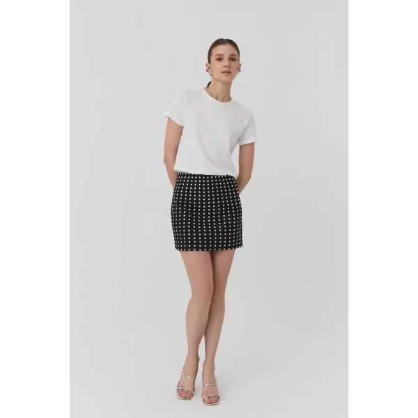 TROK DETAYLI MİNİ ETEK SİYAH