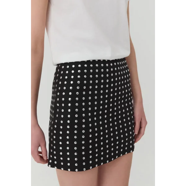 TROK DETAYLI MİNİ ETEK SİYAH