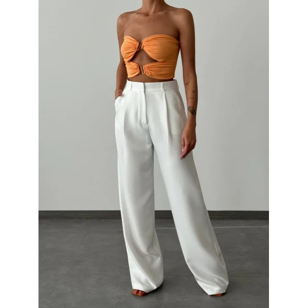 YÜKSEK BEL PALAZZO BOL PAÇA PANTOLON-BEYAZ
