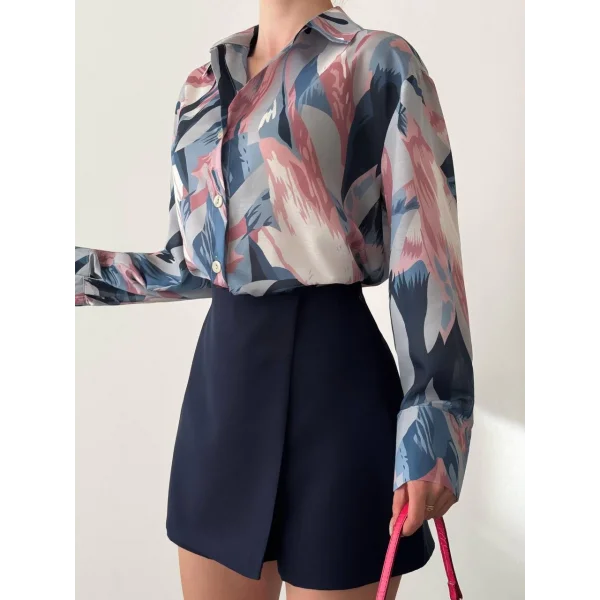 DESENLİ VUAL GÖMLEK PEMBE