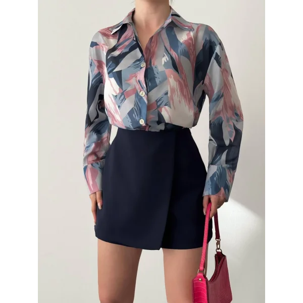 DESENLİ VUAL GÖMLEK PEMBE