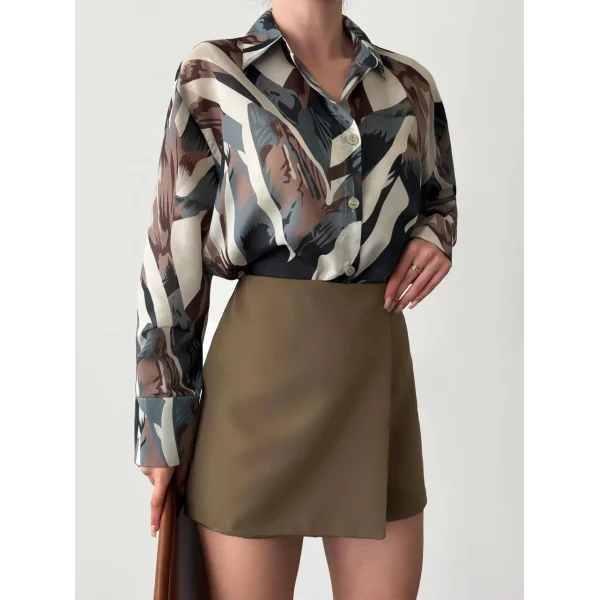 DESENLİ VUAL GÖMLEK KAHVERENGİ