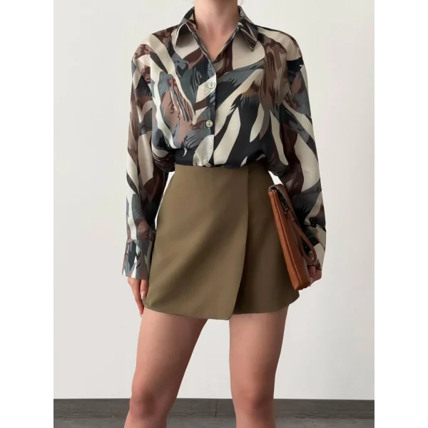 DESENLİ VUAL GÖMLEK KAHVERENGİ