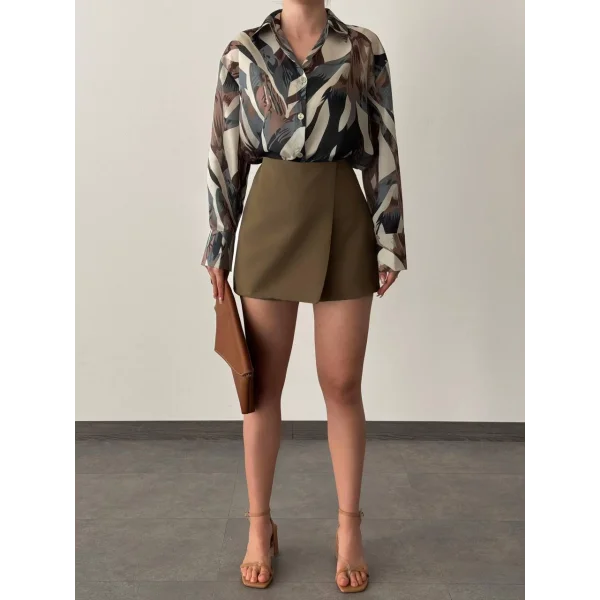 DESENLİ VUAL GÖMLEK KAHVERENGİ