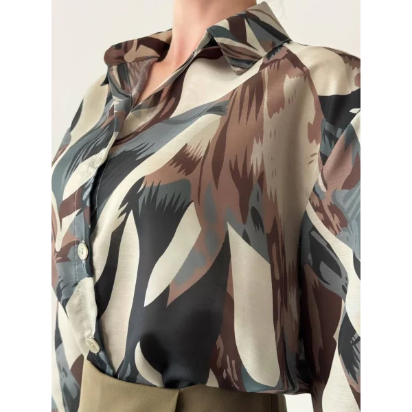 DESENLİ VUAL GÖMLEK KAHVERENGİ