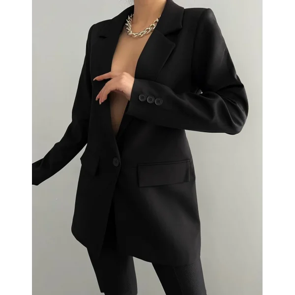 ATLAS TEK DÜĞME ASTARLI BLAZER CEKET SİYAH