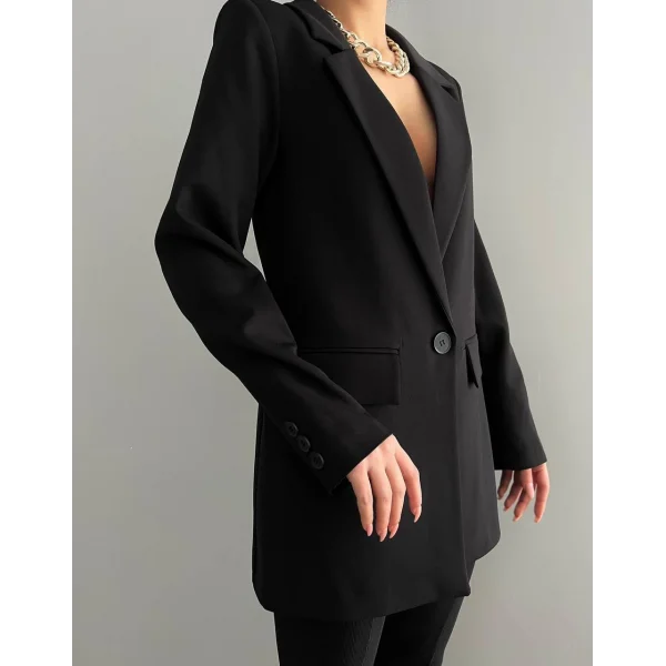 ATLAS TEK DÜĞME ASTARLI BLAZER CEKET SİYAH