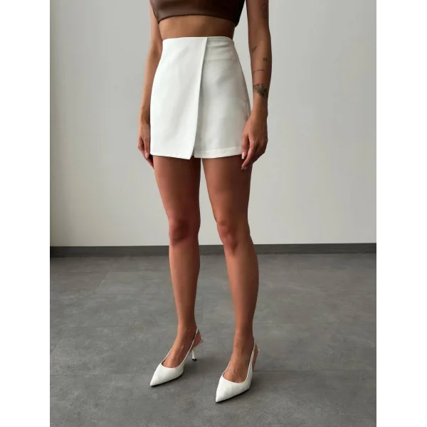 ATLAS KUMAŞ BEYAZ ŞORT ETEK