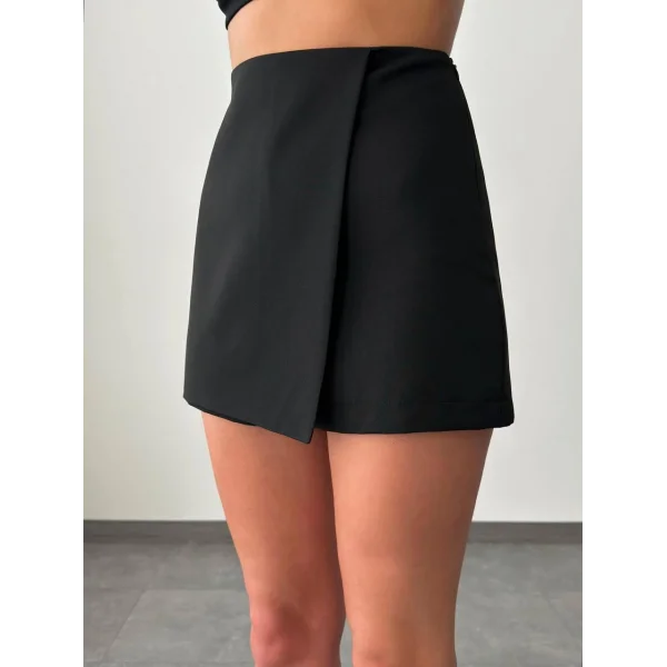 ATLAS KUMAŞ SİYAH ŞORT ETEK