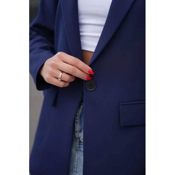 ATLAS KUMAŞ TEK DÜĞME ASTARLI BLAZER CEKET LACİVERT