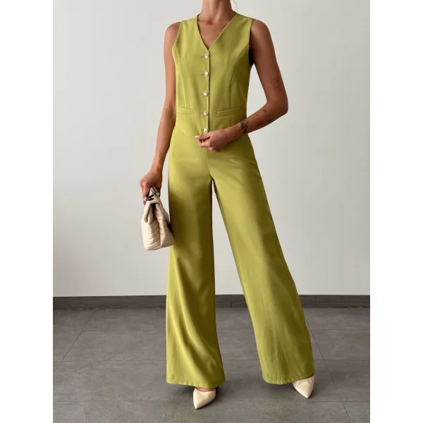 Modal Kumaş Yelek Pantolon Takım Yeşil