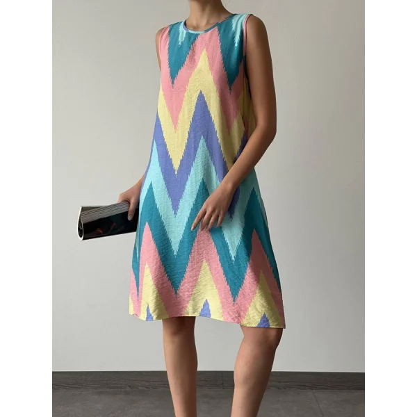 Desenli Çan Elbise Mavi