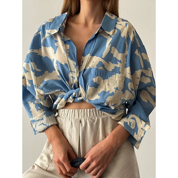 DESENLİ SALAŞ GÖMLEK MAVİ