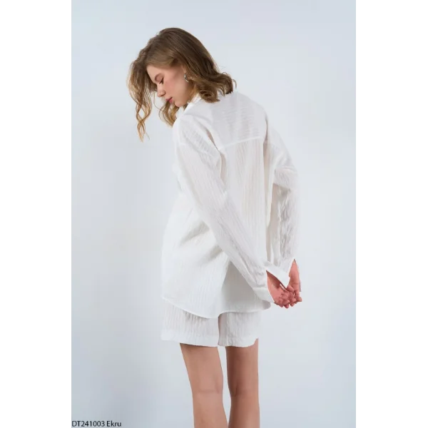 KETEN ŞORT GÖMLEK TAKIM BEYAZ