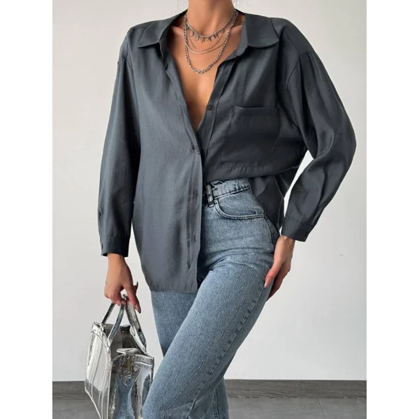 ARKASI PİLELİ SALAŞ ANTRASİT GÖMLEK