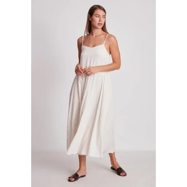 ASKILI KETEN ELBİSE EKRU