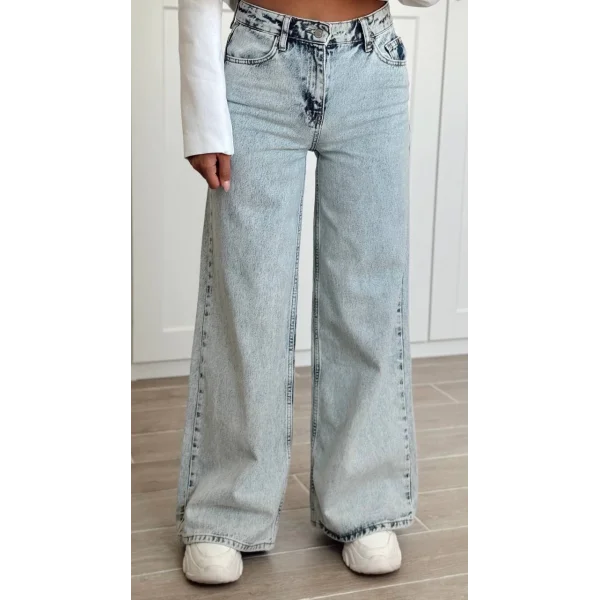 AÇIK MAVİ DİKİŞ DETAYLI BAGGY JEAN