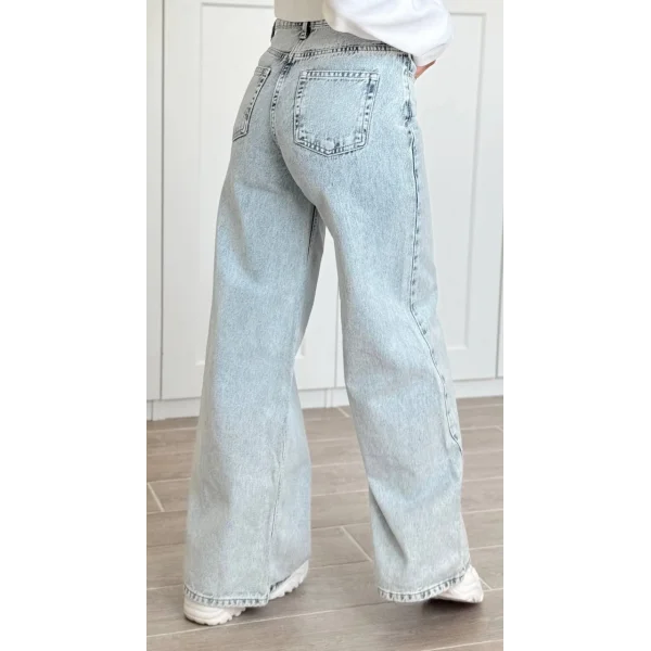 AÇIK MAVİ DİKİŞ DETAYLI BAGGY JEAN