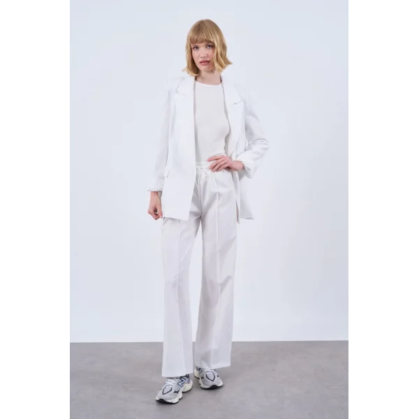 PREMİUM KUMAŞ ÇİZGİ ASTARLI KETEN CEKET BEYAZ