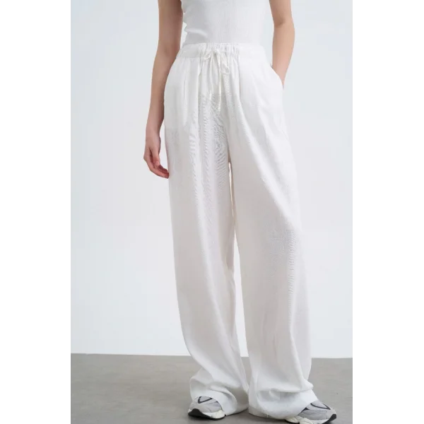 PREMİUM KUMAŞ BEYAZ KETEN PANTOLON