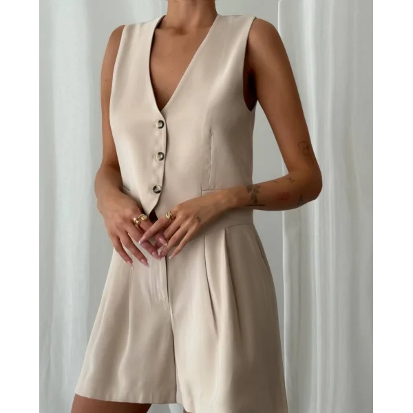 MODAL KUMAŞ ŞORT YELEK TAKIM TAŞ