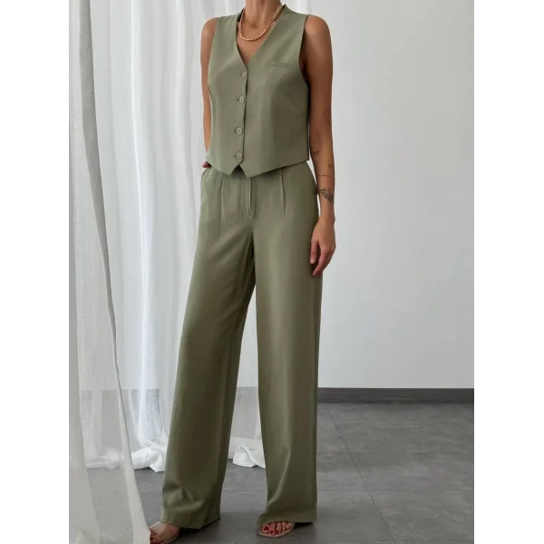 KETEN YELEK PANTOLON TAKIM HAKİ