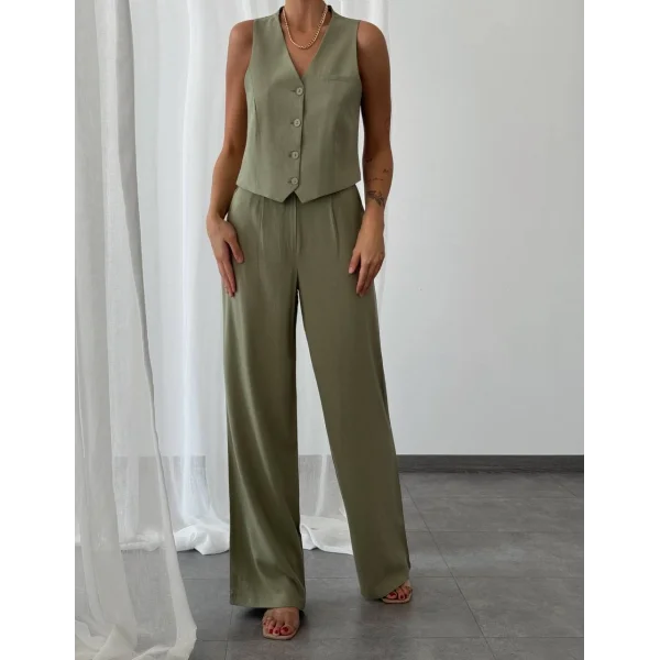 KETEN YELEK PANTOLON TAKIM HAKİ