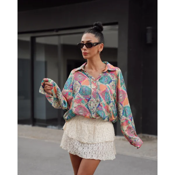 Empirme Desenli Gömlek Çok Renkli